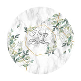 Lofaris Green Leaves With Grey Circle Birthday Party Backdrop